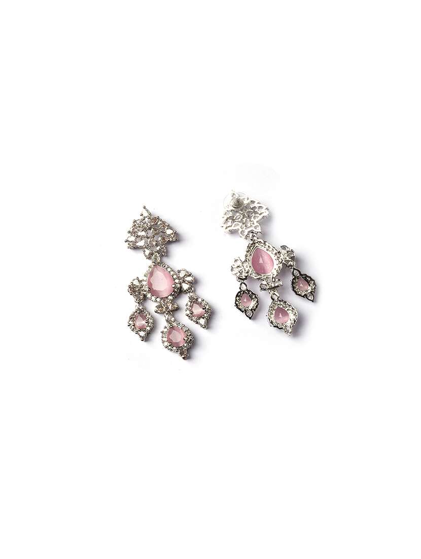 silver-plated luxurious ad pink waterfall earrings - 22173823 -  Standard Image - 4