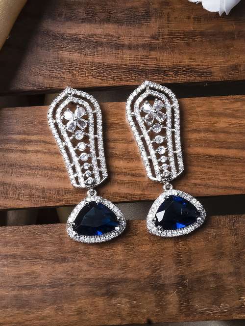 blue cascade long ad statement earrings - 22173825 -  Standard Image - 0