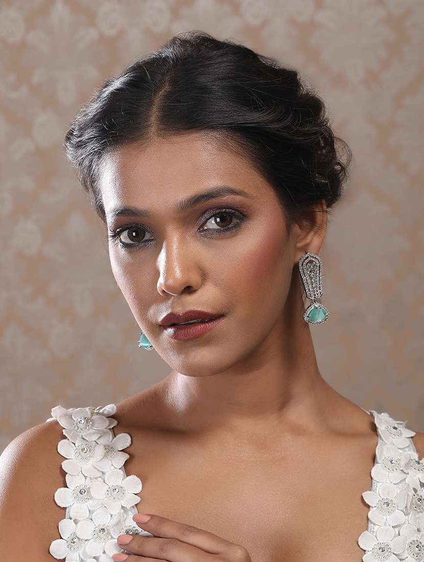 turquoise cascade long ad statement earrings - 22173827 -  Standard Image - 1