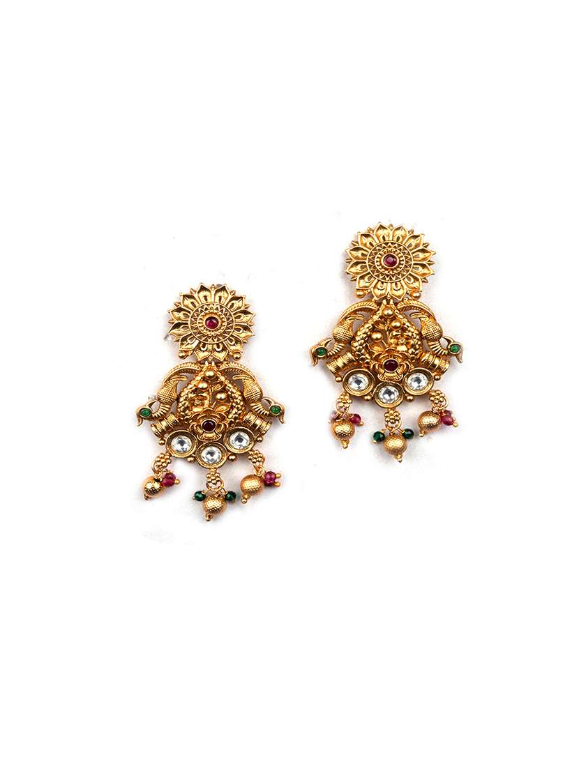 elegant kempu rajwadi drop style necklace set - 22173837 -  Standard Image - 4