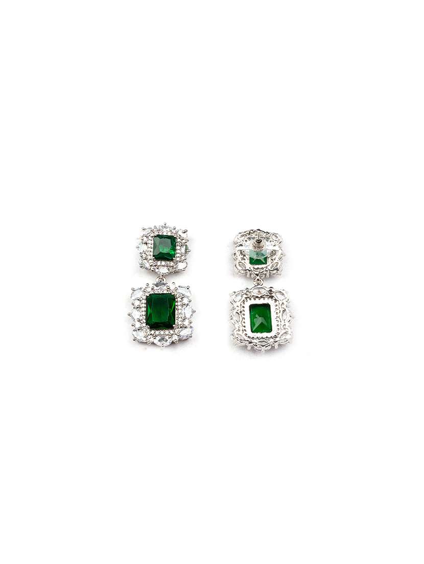 silver plated green square cz big pendant set - 22173847 -  Standard Image - 4