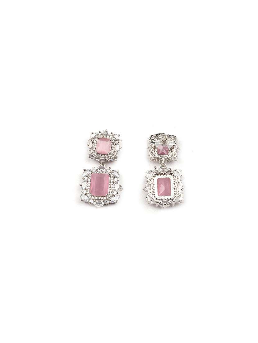 silver plated pink square cz big pendant set - 22173848 -  Standard Image - 4