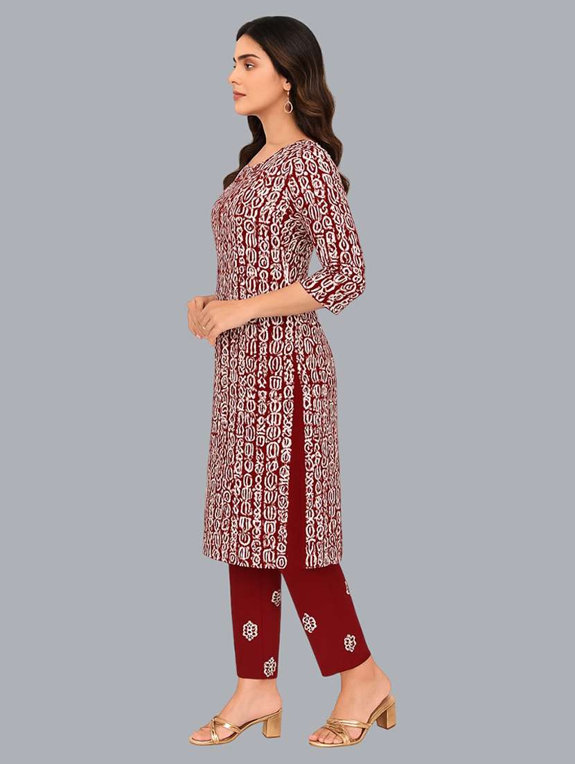 women batik printed three quarter sleeve kurta pant with dupatta set - 22173855 -  Standard Image - 1