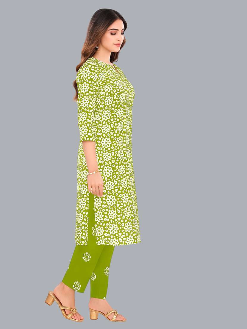 women batik printed three quarter sleeve kurta pant with dupatta set - 22173856 -  Standard Image - 1