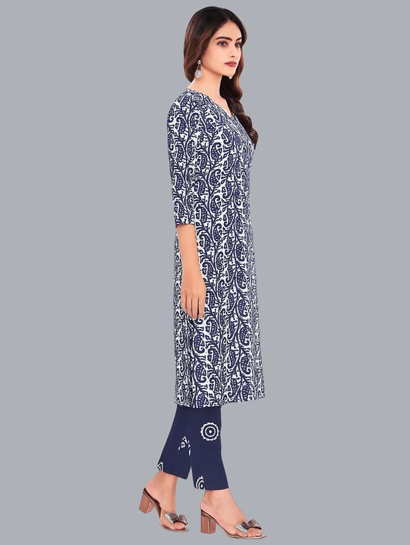 women batik printed three quarter sleeve kurta pant with dupatta set - 22173857 -  Standard Image - 1