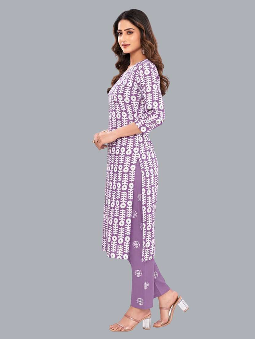 women batik printed three quarter sleeve kurta pant with dupatta set - 22173860 -  Standard Image - 1
