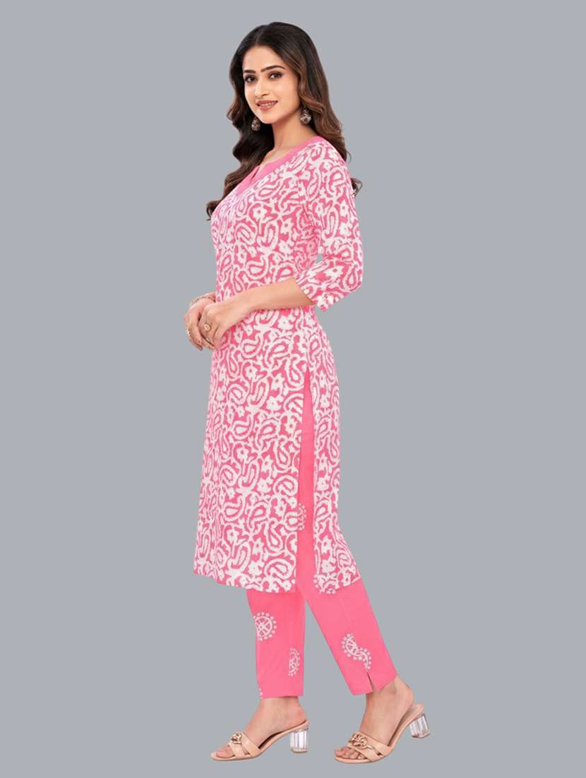 women batik printed three quarter sleeve kurta pant with dupatta set - 22173862 -  Standard Image - 1