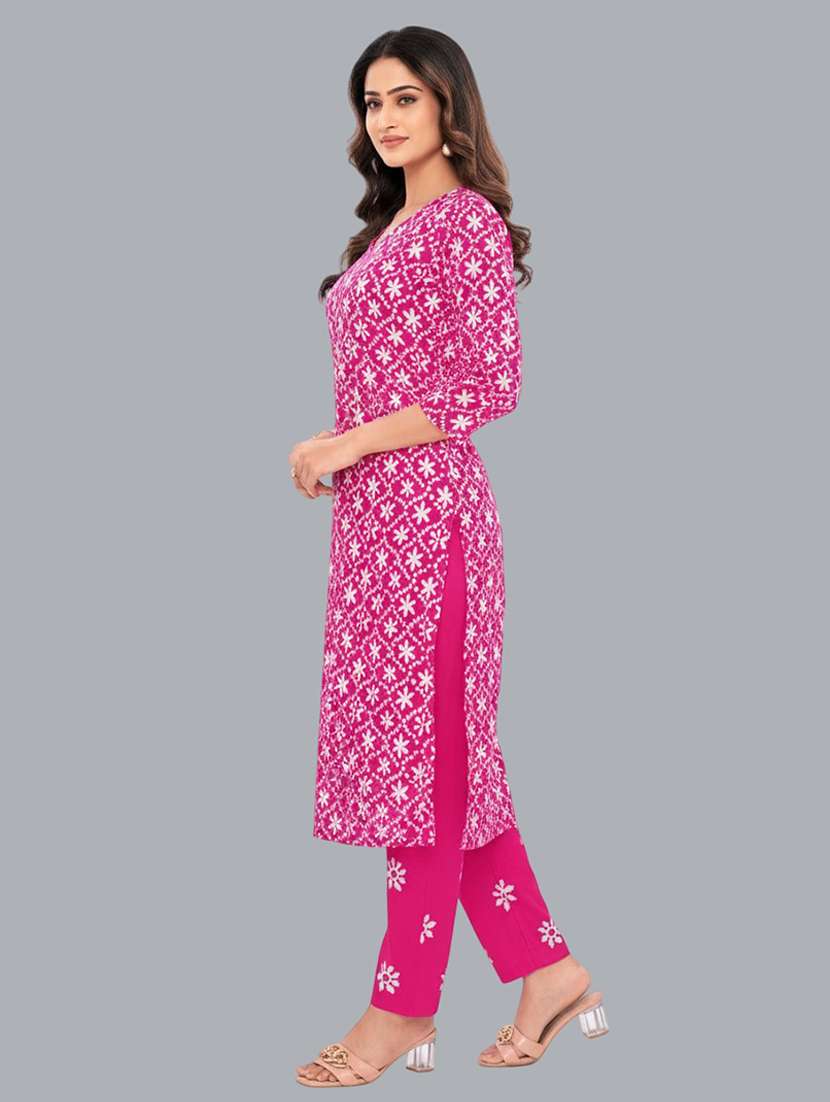 women batik printed three quarter sleeve kurta pant with dupatta set - 22173865 -  Standard Image - 1