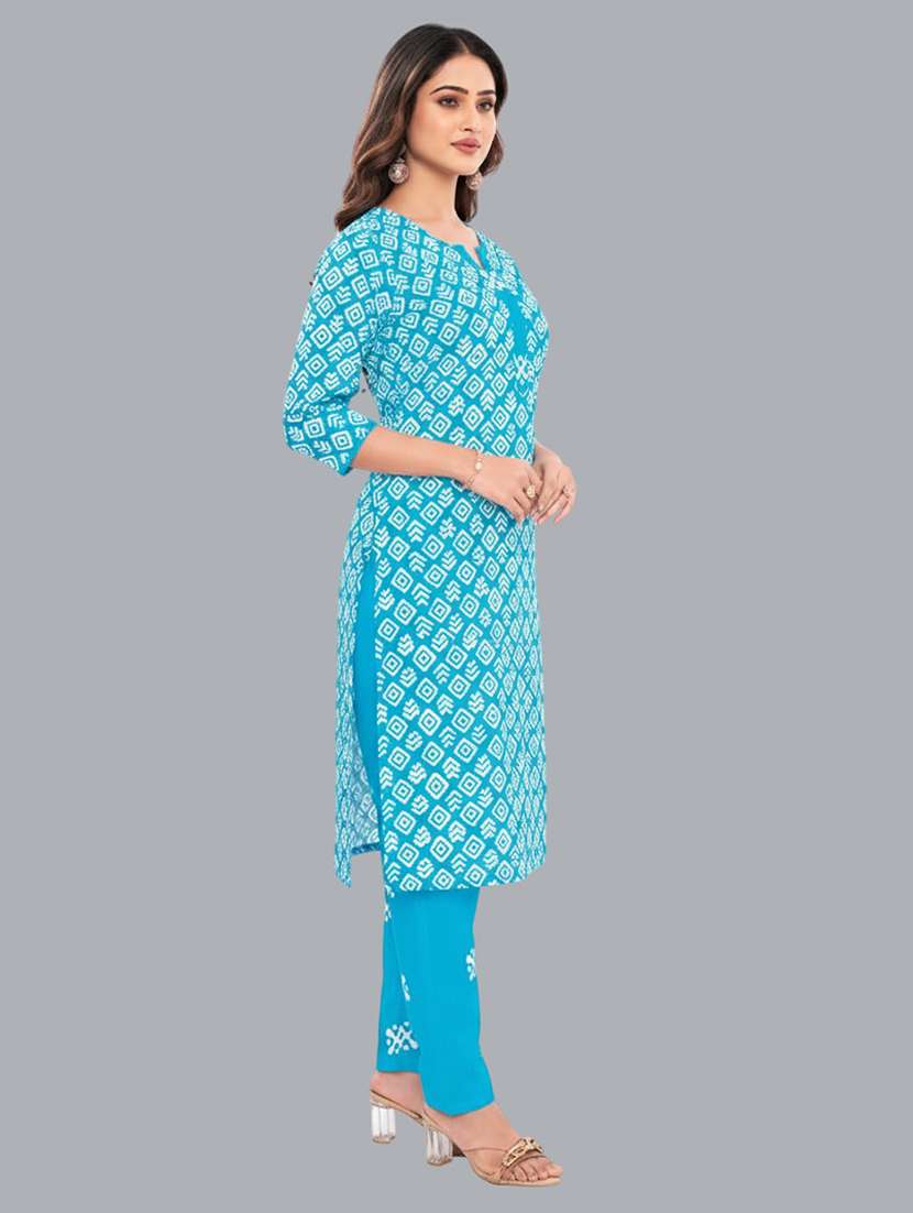 women batik printed three quarter sleeve kurta pant with dupatta set - 22173868 -  Standard Image - 1