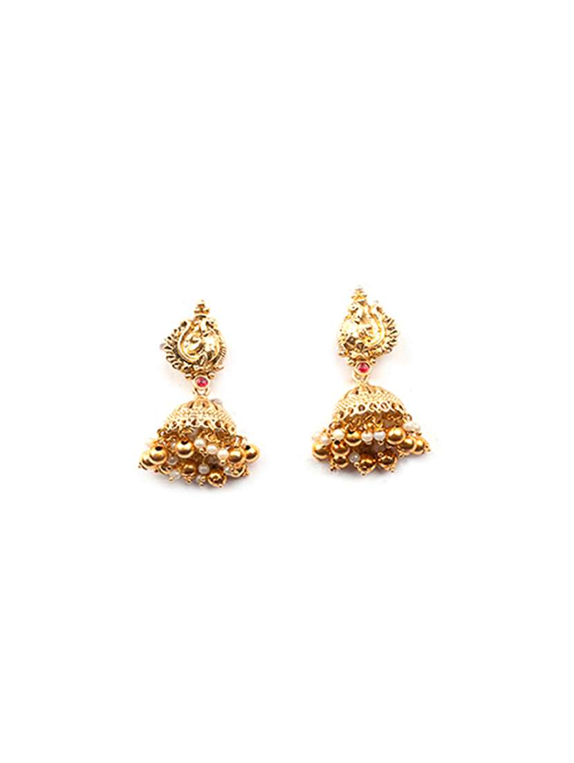 gold plated lakshmi pendant necklace set - 22173871 -  Standard Image - 4