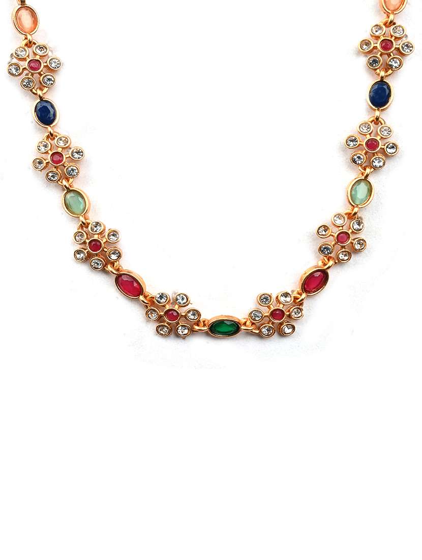 multicolor kemp studded sleek flower necklace set - 22173874 -  Standard Image - 4