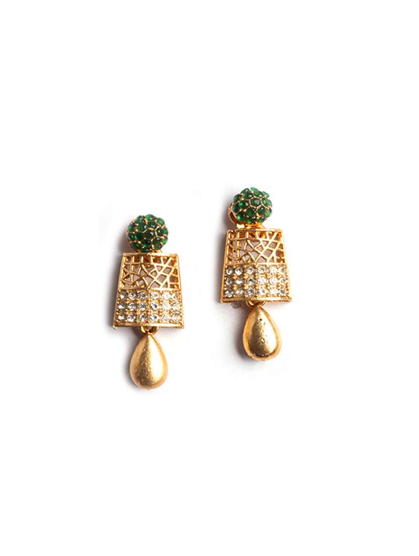 gold plated green embellished jewellery set - 22173879 -  Standard Image - 4