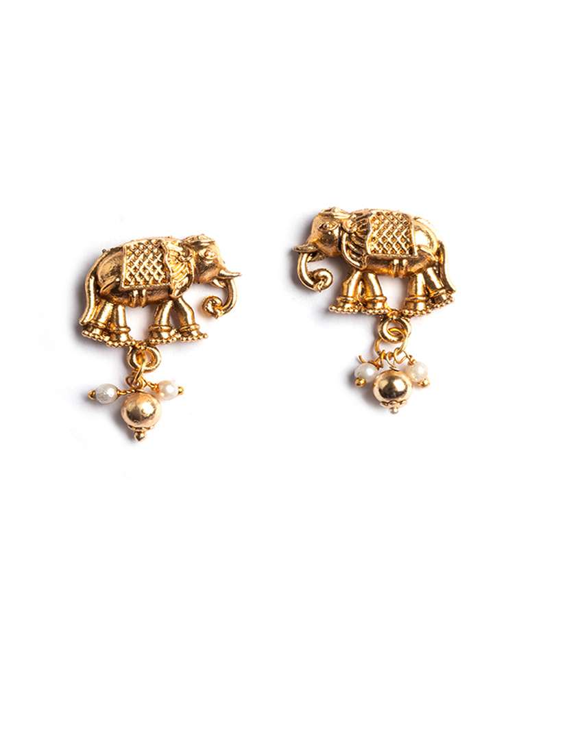 ethnic gold plated elephant motif necklace set - 22173881 -  Standard Image - 4