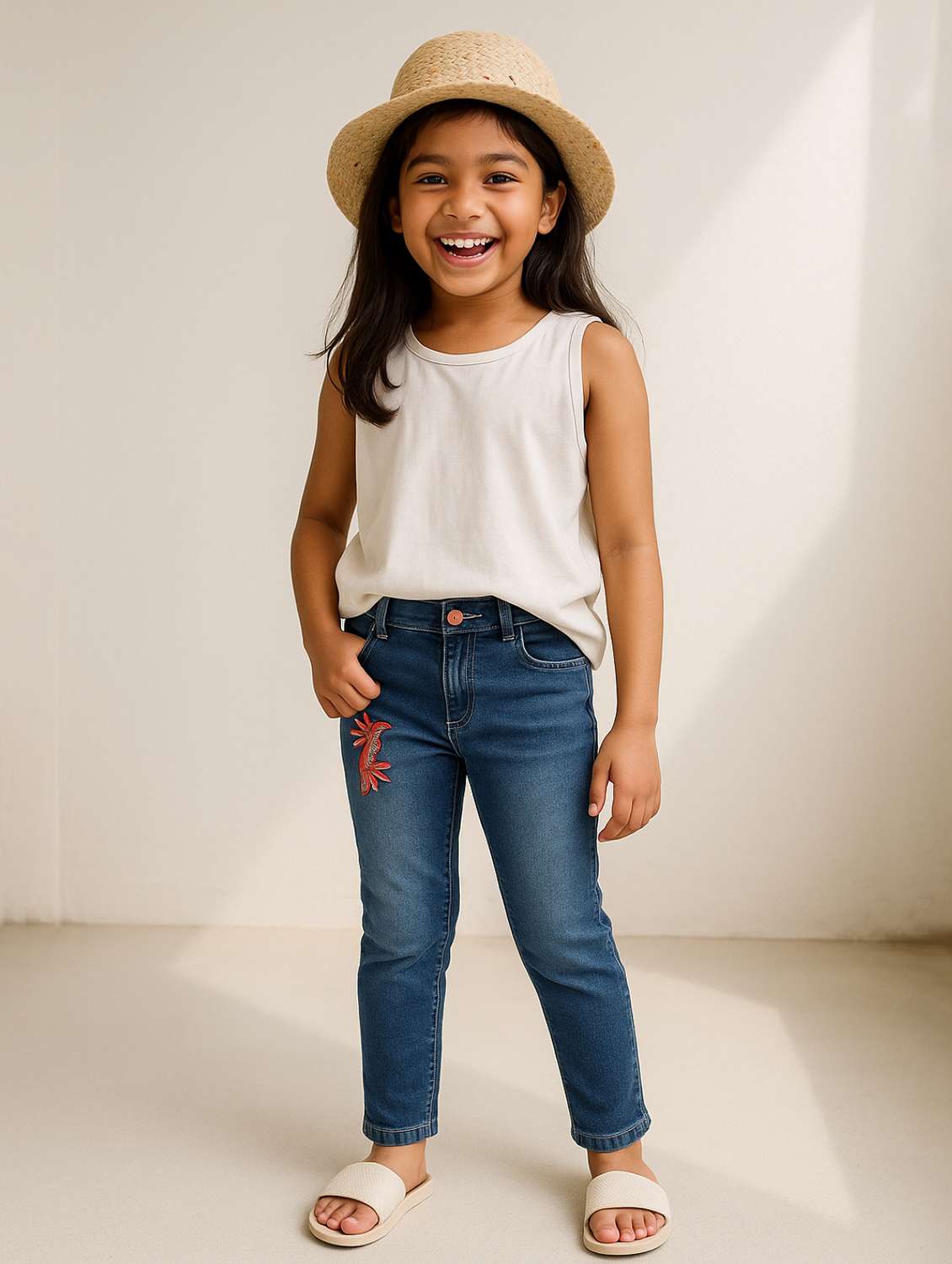 Girls Solid Mid Rise Skinny Fit Jean - 22173892 -  Standard Image - 1