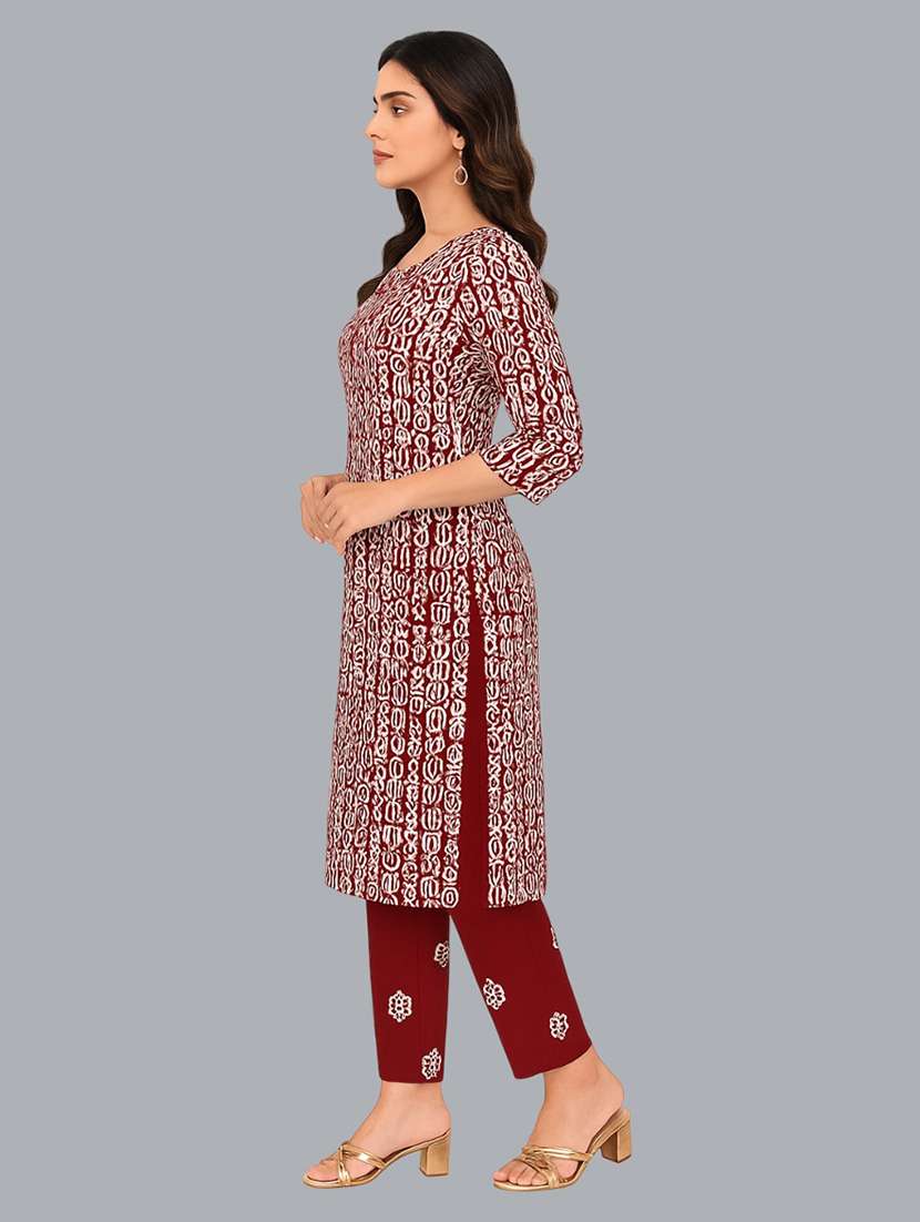 women batik printed three quarter sleeve kurta pant with dupatta set - 22173893 - Standard Image - 1