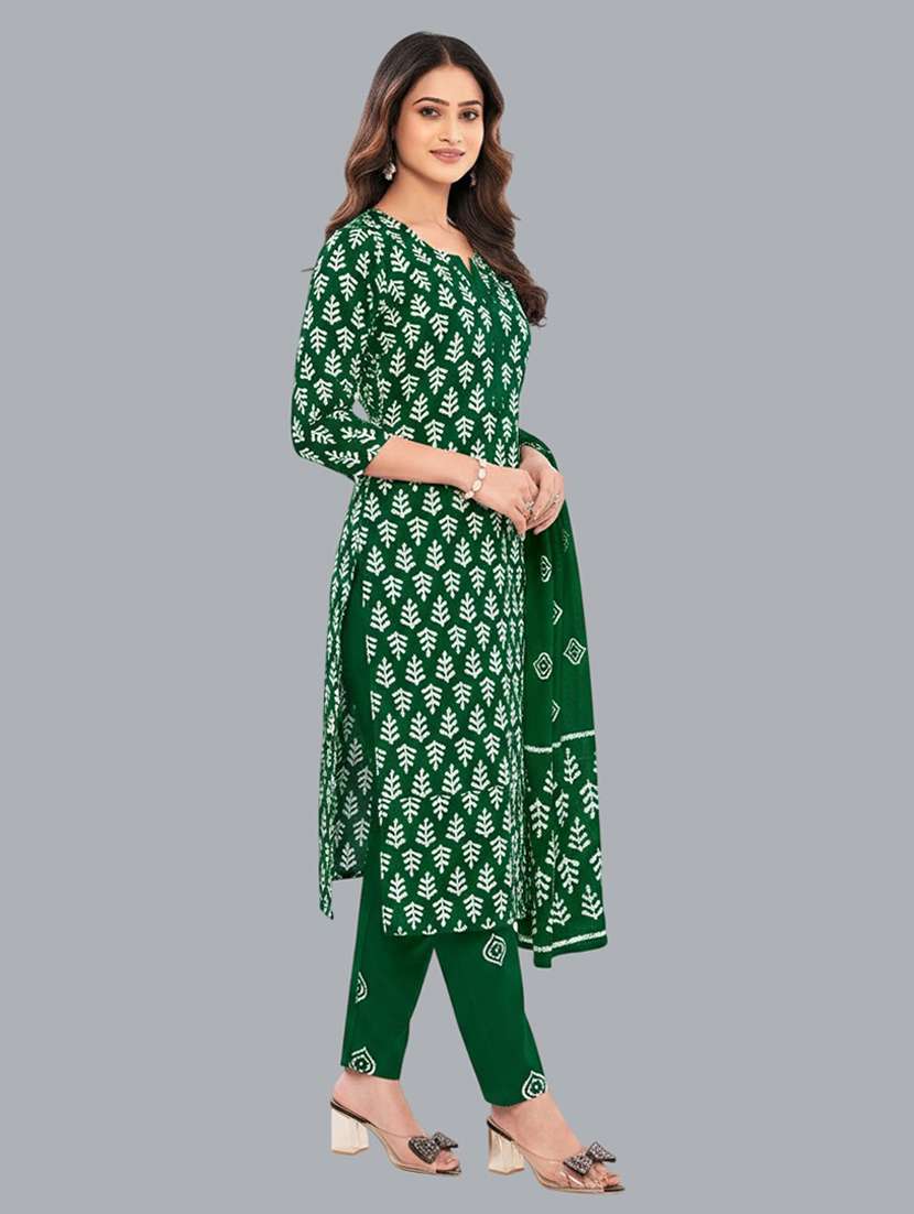 women batik printed three quarter sleeve kurta pant with dupatta set - 22173897 - Standard Image - 1