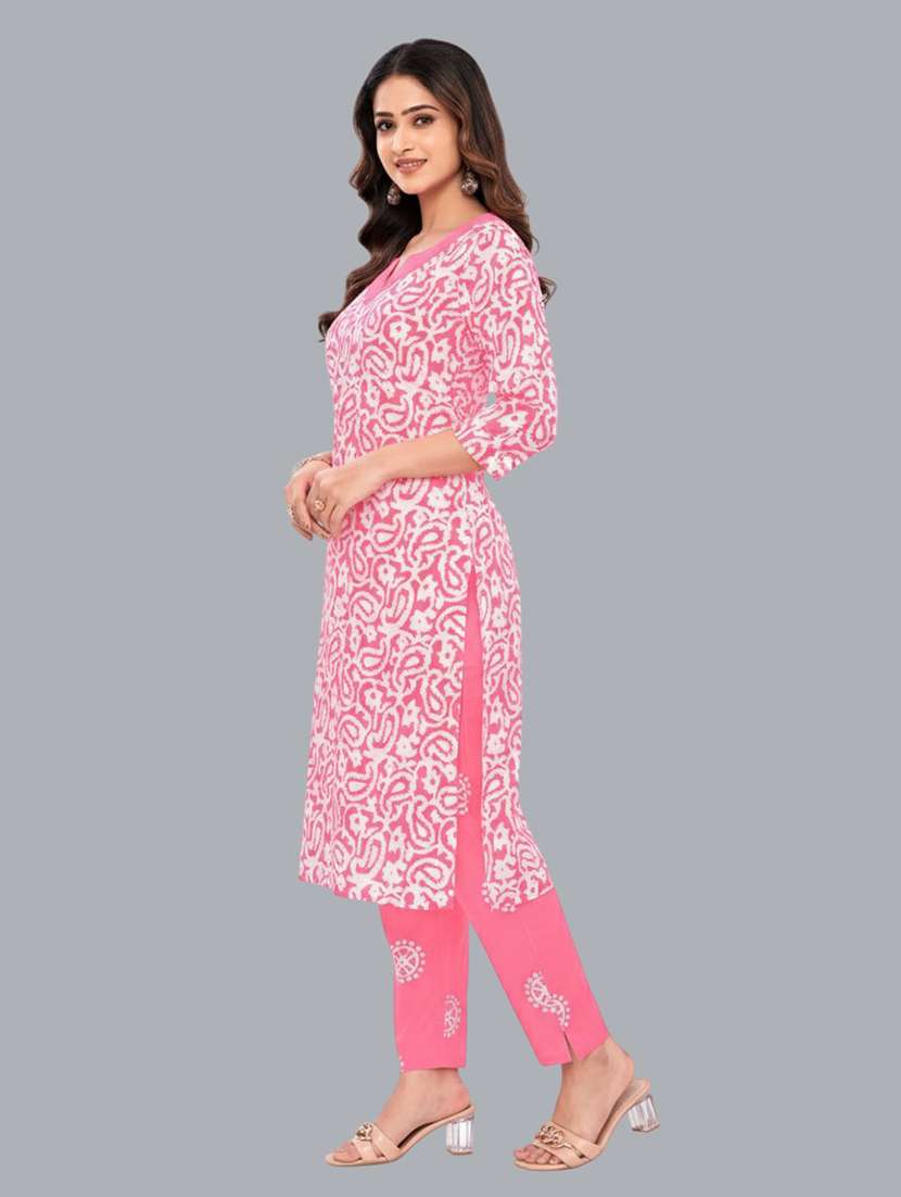 women batik printed three quarter sleeve kurta pant with dupatta set - 22173900 - Standard Image - 1