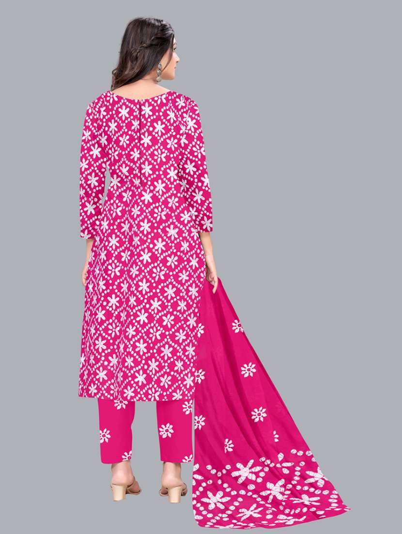 women batik printed three quarter sleeve kurta pant with dupatta set - 22173903 -  Standard Image - 1
