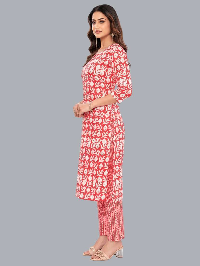 women batik printed three quarter sleeve kurta pant with dupatta set - 22173907 - Standard Image - 1