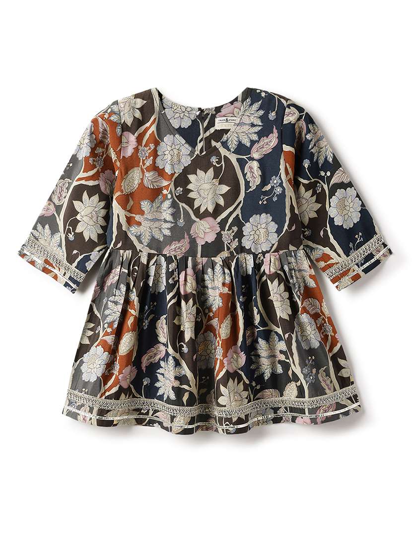 girls printed three quarter sleeve kurta and palazzo set - 22173908 -  Standard Image - 4
