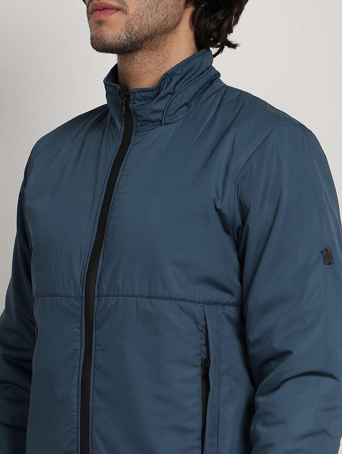 men solid stand collar long sleeve quilted jacket - 22173914 -  Standard Image - 4