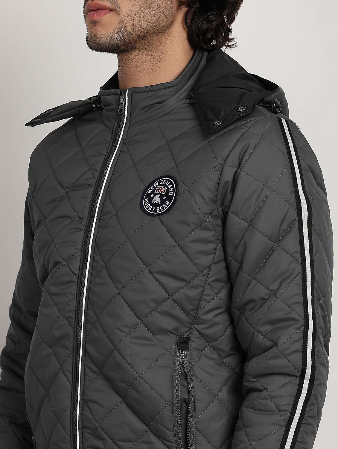 men solid long sleeve hooded quilted jacket - 22173915 -  Standard Image - 4