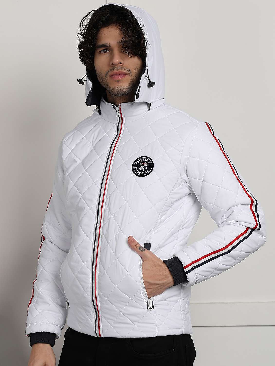 men solid long sleeve hooded quilted jacket - 22173916 -  Standard Image - 1