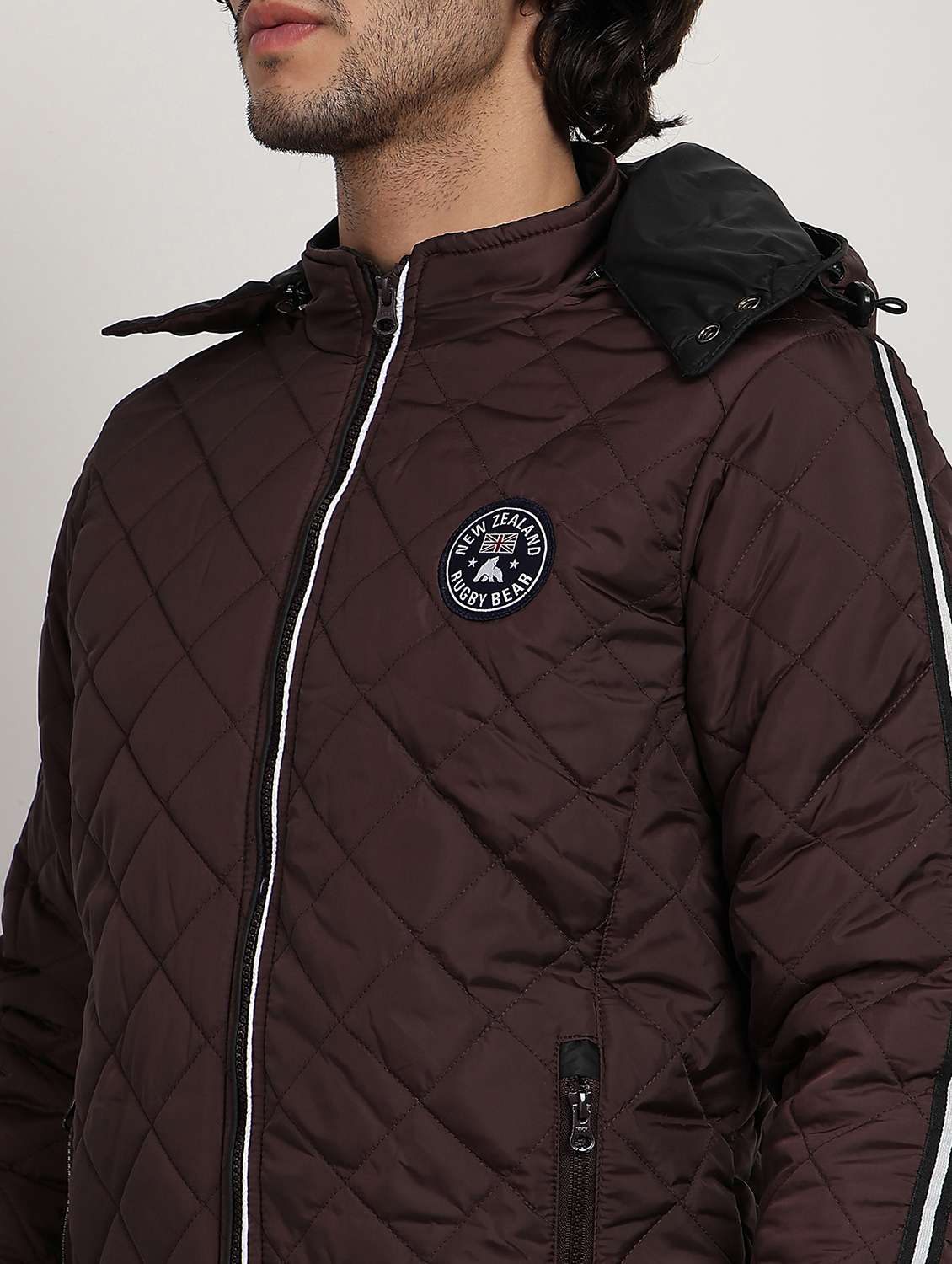 men solid long sleeve hooded quilted jacket - 22173917 -  Standard Image - 4