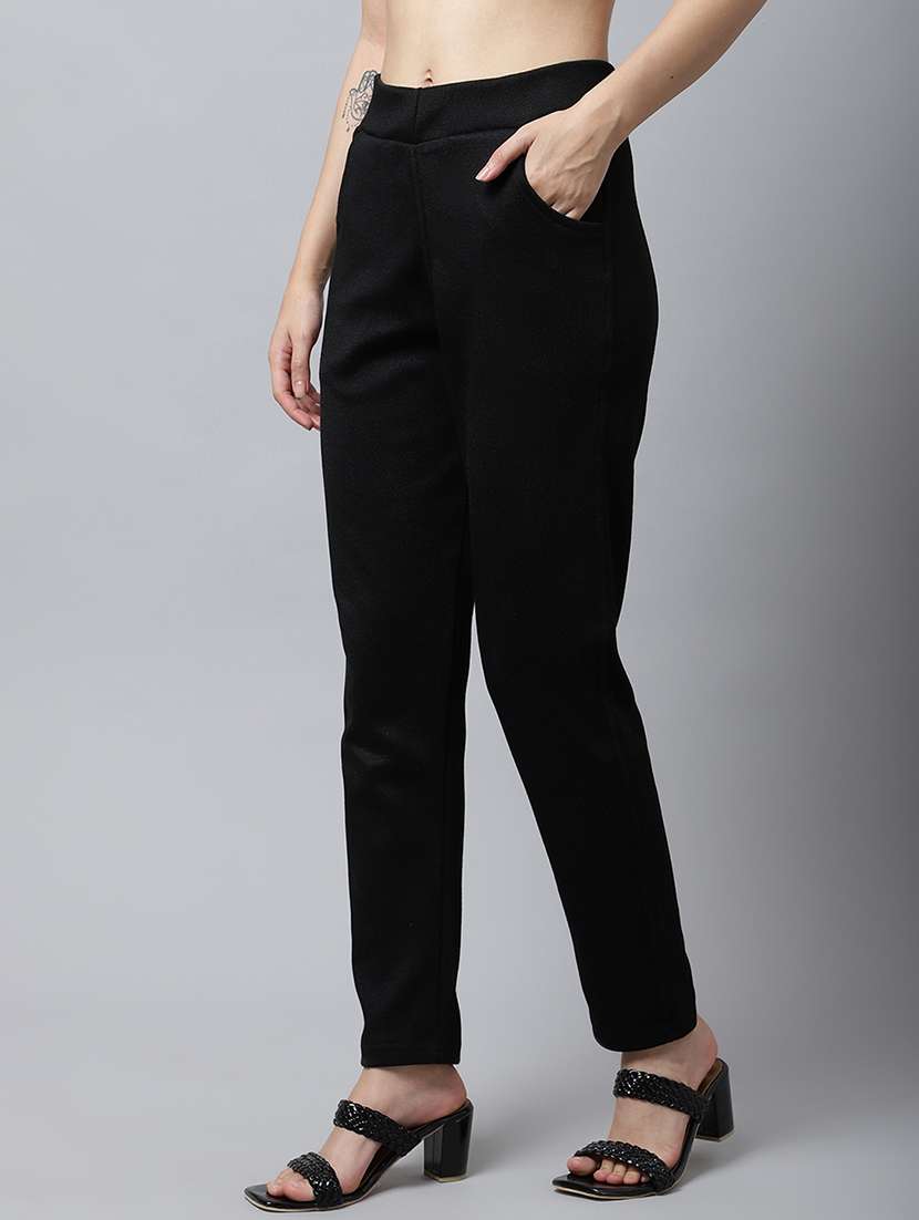 women pack of 2 solid mid rise pants - 22173924 -  Standard Image - 1