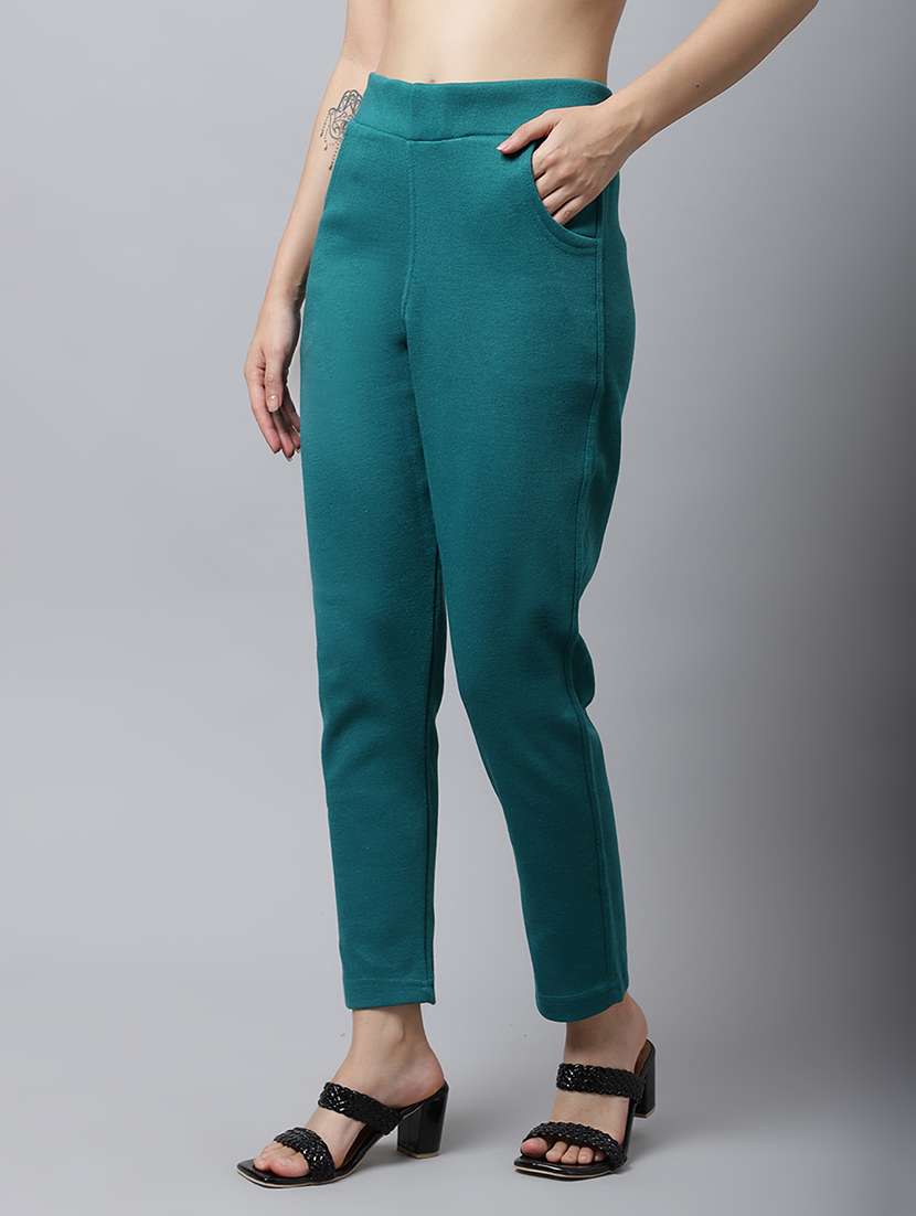 women pack of 2 solid mid rise pants - 22173947 -  Standard Image - 1