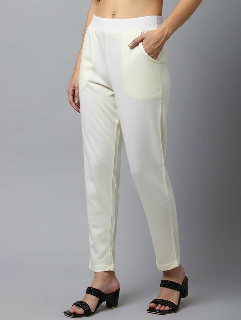 women solid mid rise pants - 22173955 -  Standard Image - 1