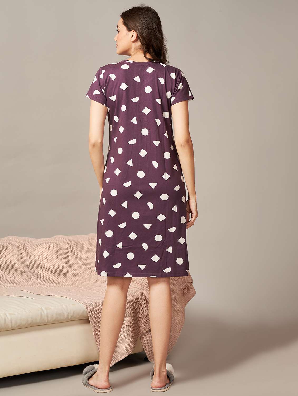 women printed short sleeve sleepshirt - 22173960 -  Standard Image - 4