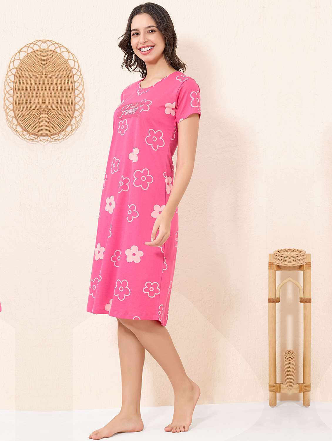 women printed short sleeve sleepshirt - 22173962 -  Standard Image - 1