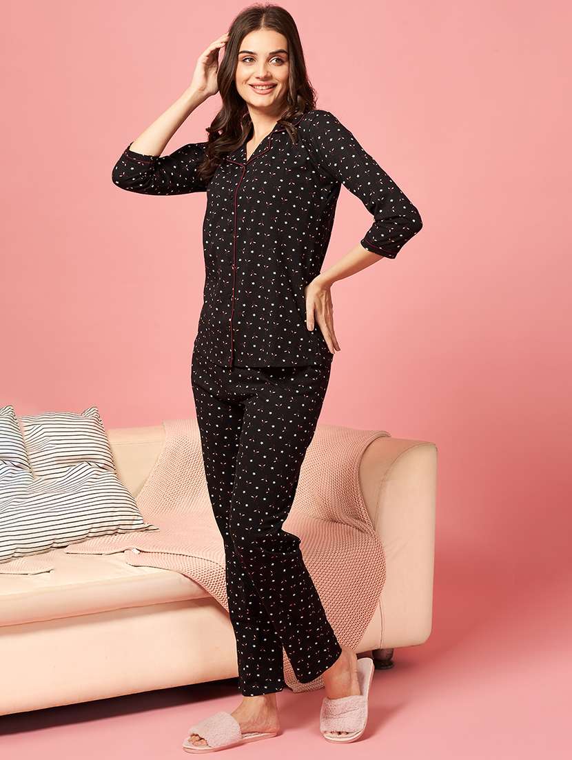 women printed nightwear pyjama set - 22173967 -  Standard Image - 1