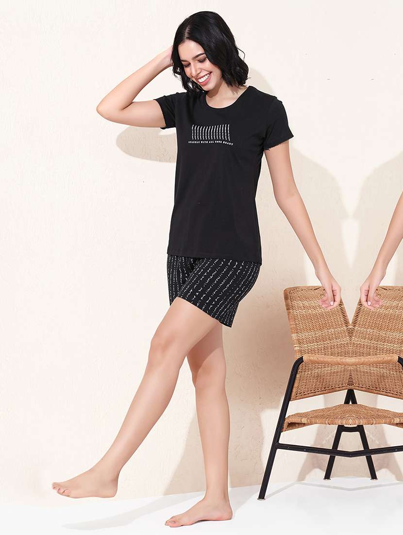women printed nightwear shorts set - 22173976 -  Standard Image - 1