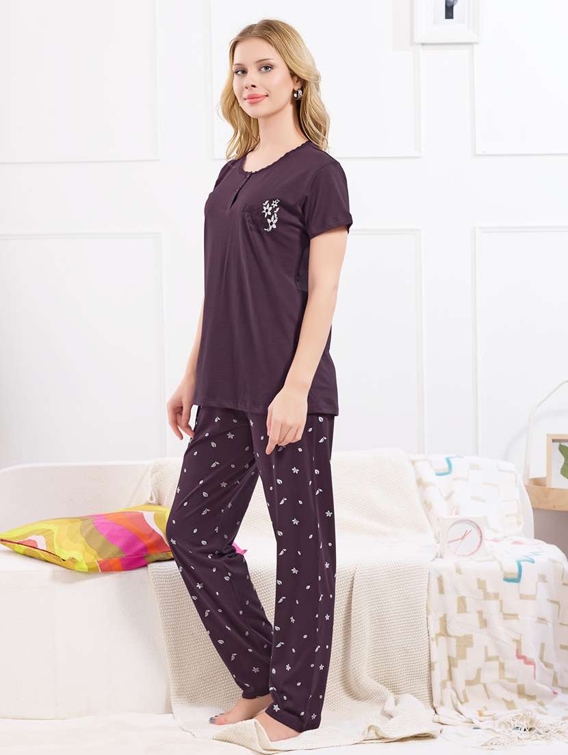 women printed nightwear pyjama set - 22173981 -  Standard Image - 4