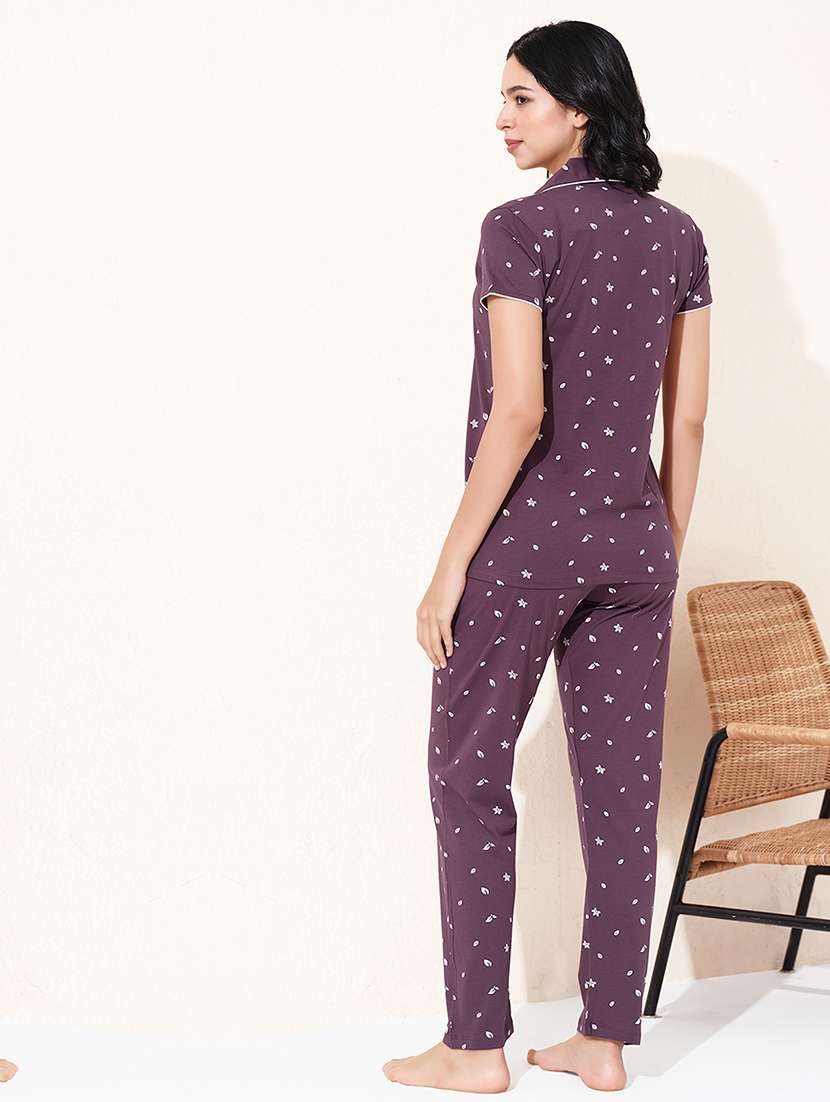 women printed nightwear pyjama set - 22173983 -  Standard Image - 1