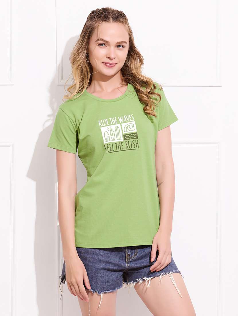 women printed round neck short sleeve t-shirt - 22173993 -  Standard Image - 1