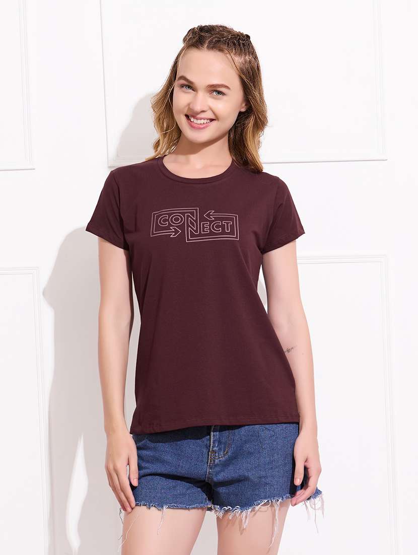 women printed round neck short sleeve t-shirt - 22173995 -  Standard Image - 1