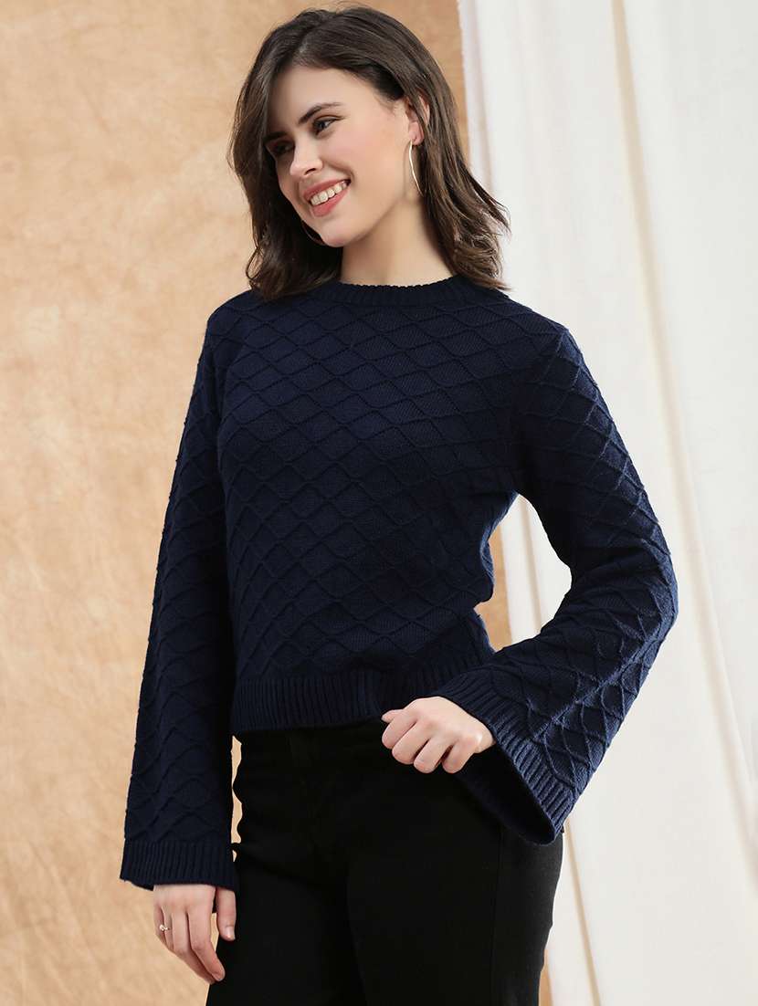 women self designed bell sleeve pullover - 22174018 -  Standard Image - 1