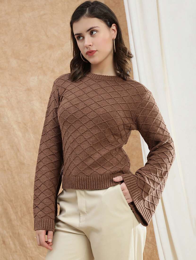 women self designed bell sleeve pullover - 22174019 -  Standard Image - 1