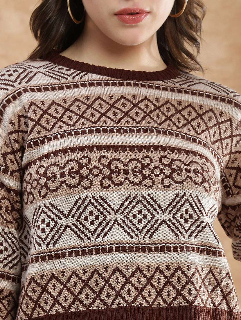 women self designed long sleeve pullover - 22174020 - Standard Image - 4