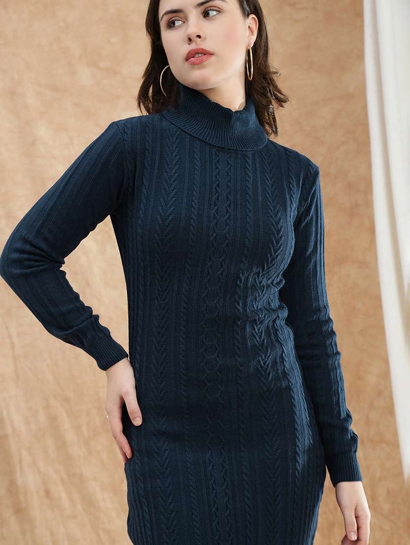 women self designe dturtle neck bodycon dress - 22174024 -  Standard Image - 4