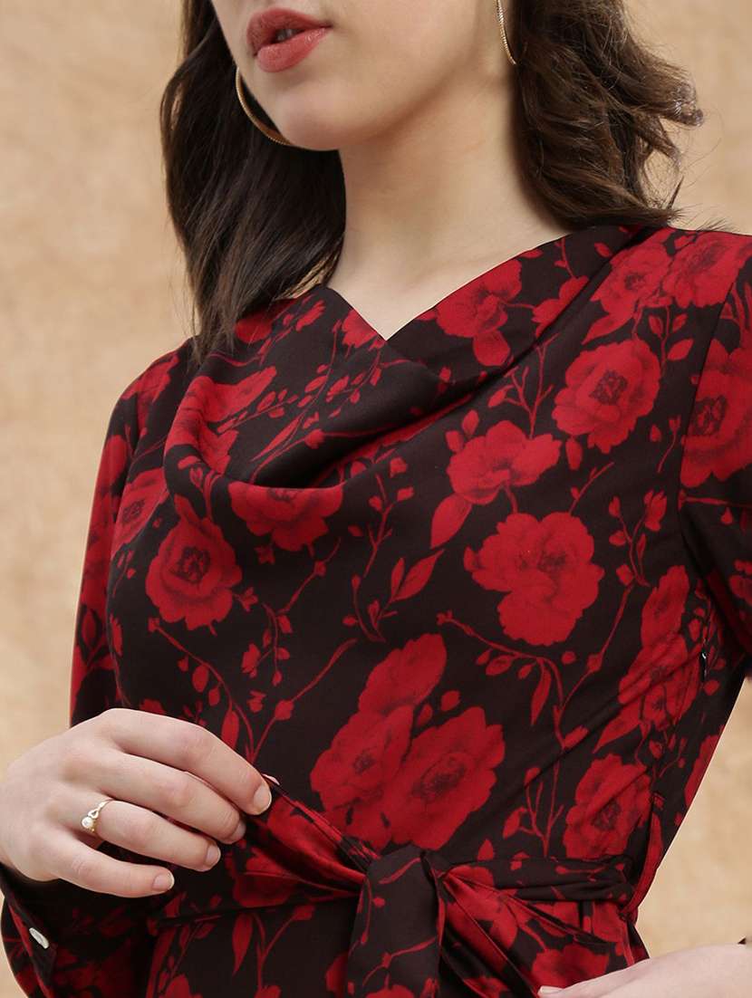 women printed puff sleeve a-line dress - 22174033 -  Standard Image - 4