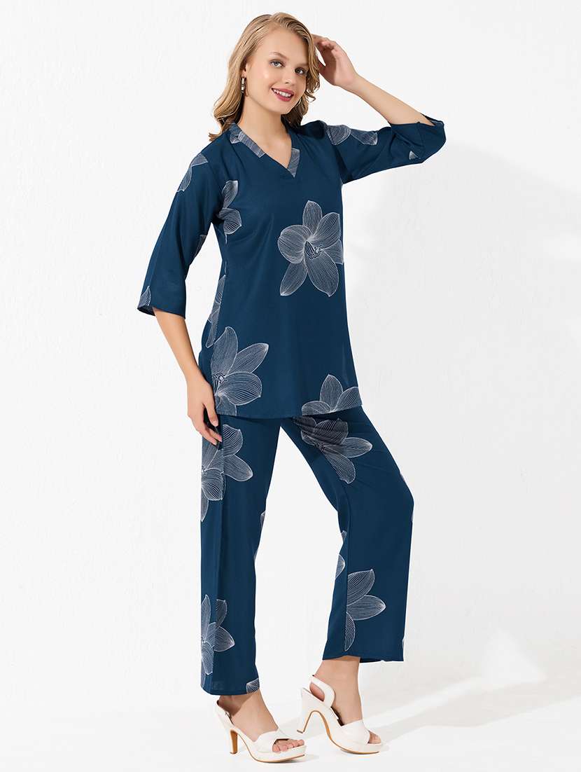 women three quarter sleeve regular fit ethnic co-ord set - 22174063 -  Standard Image - 1