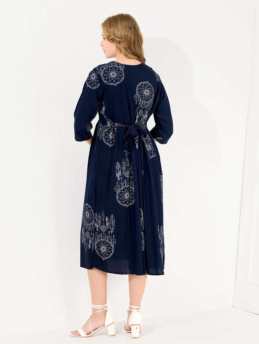 women printed three quarter sleeve maternity wear dress - 22174065 -  Standard Image - 4