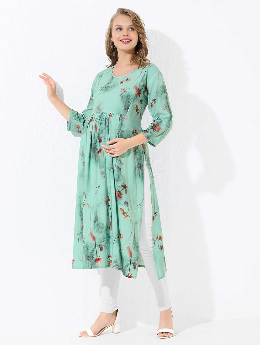 women floral printed three quarter sleeve a-line maternity kurta - 22174074 -  Standard Image - 1