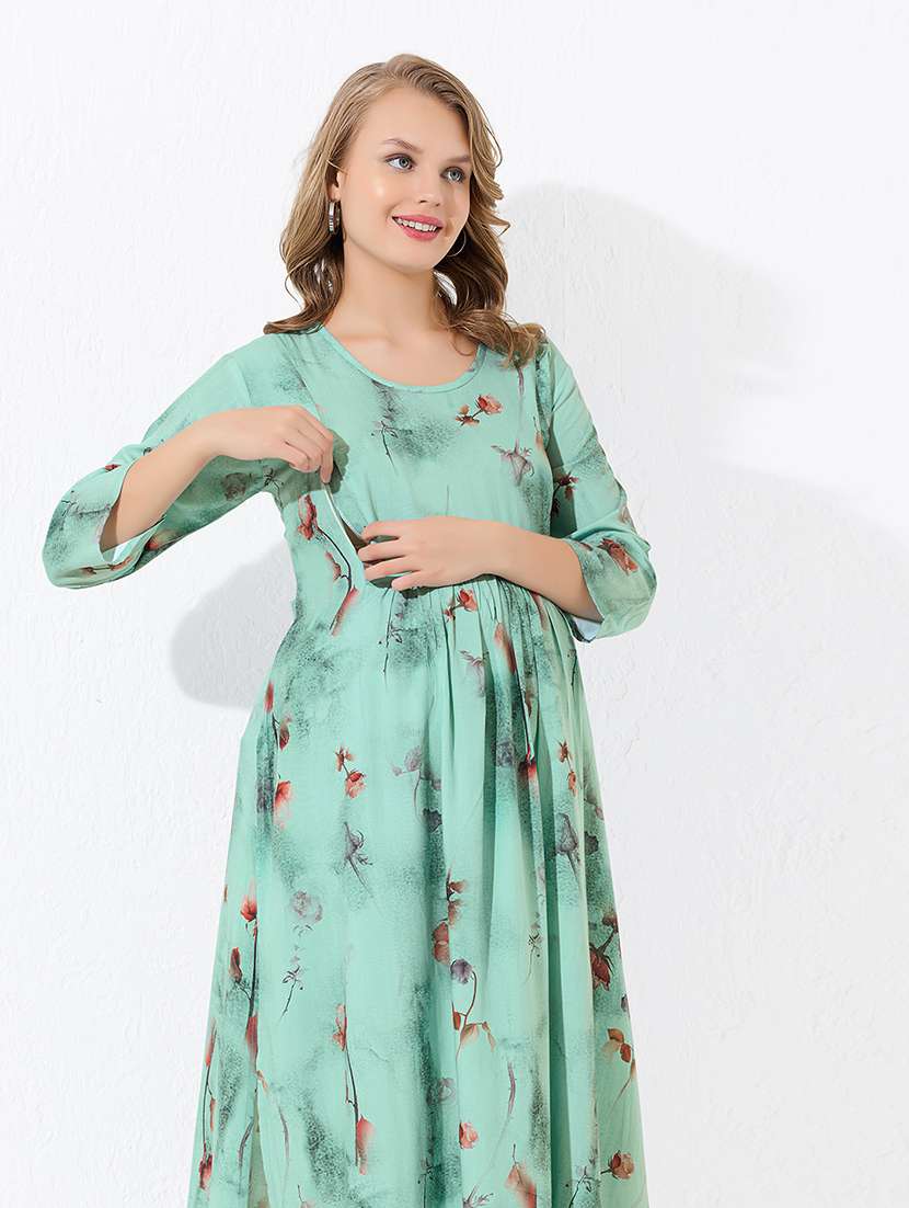 women floral printed three quarter sleeve a-line maternity kurta - 22174074 -  Standard Image - 4