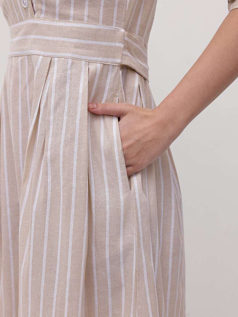 women striped three quarter sleeve a-line dress - 22174085 -  Standard Image - 6