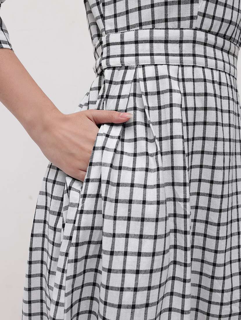women checkered three quarter sleeve dress - 22174086 -  Standard Image - 4